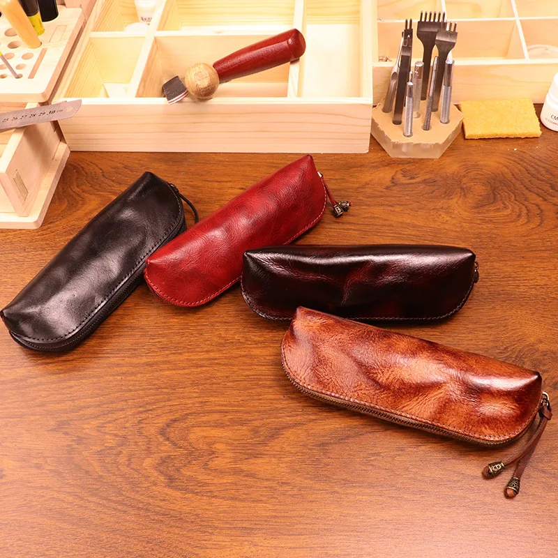 First-layer Cowhide Pencil Cas - Tan Stationery & Office Supply 评论和价格